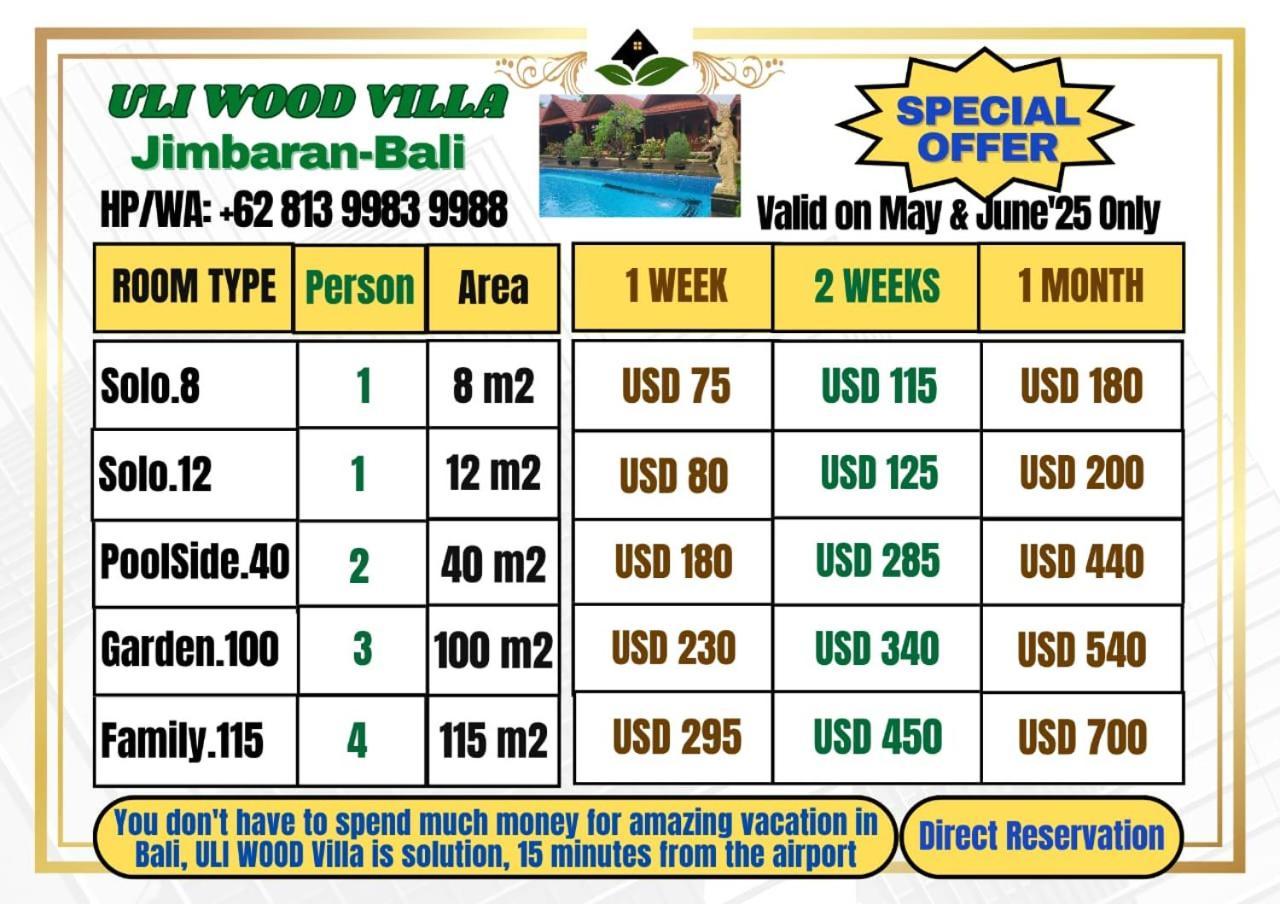 Uli Wood Villa, Jimbaran Bali - Near Gwk Buitenkant foto
